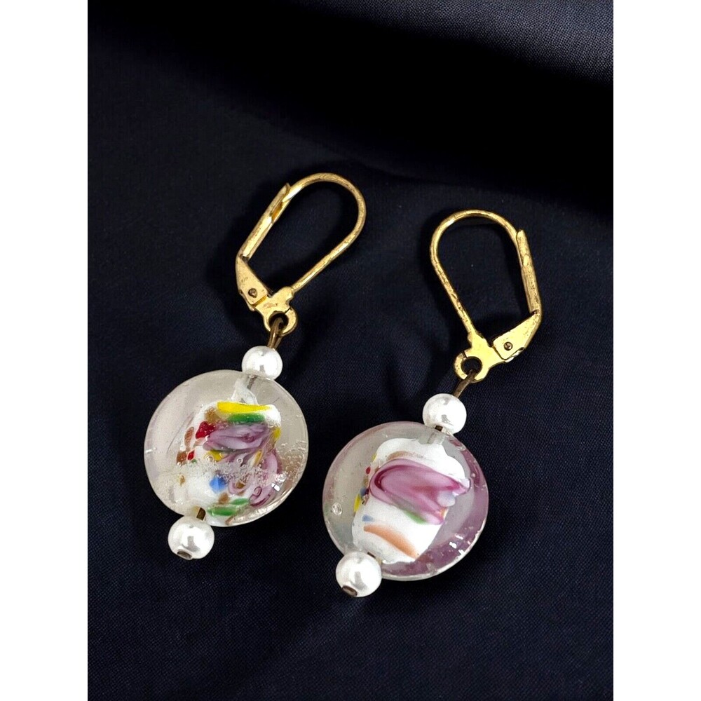 Vintage 1980s Glass Jewelry Set Lampwork Beads Multicolor - 9N